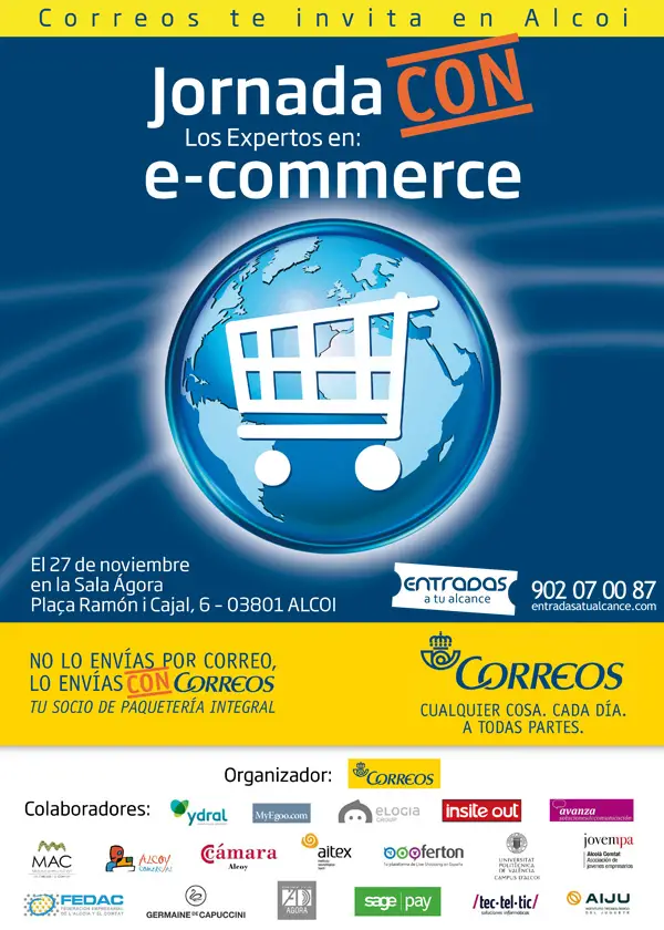 ¿Quieres vender en Internet? El próximo 27 de Noviembre participo en esta jornada de eCommerce que organiza Correos en Alcoy (Alicante)